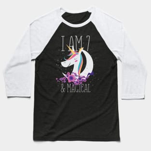 7 years old Birthday Unicorn Baseball T-Shirt